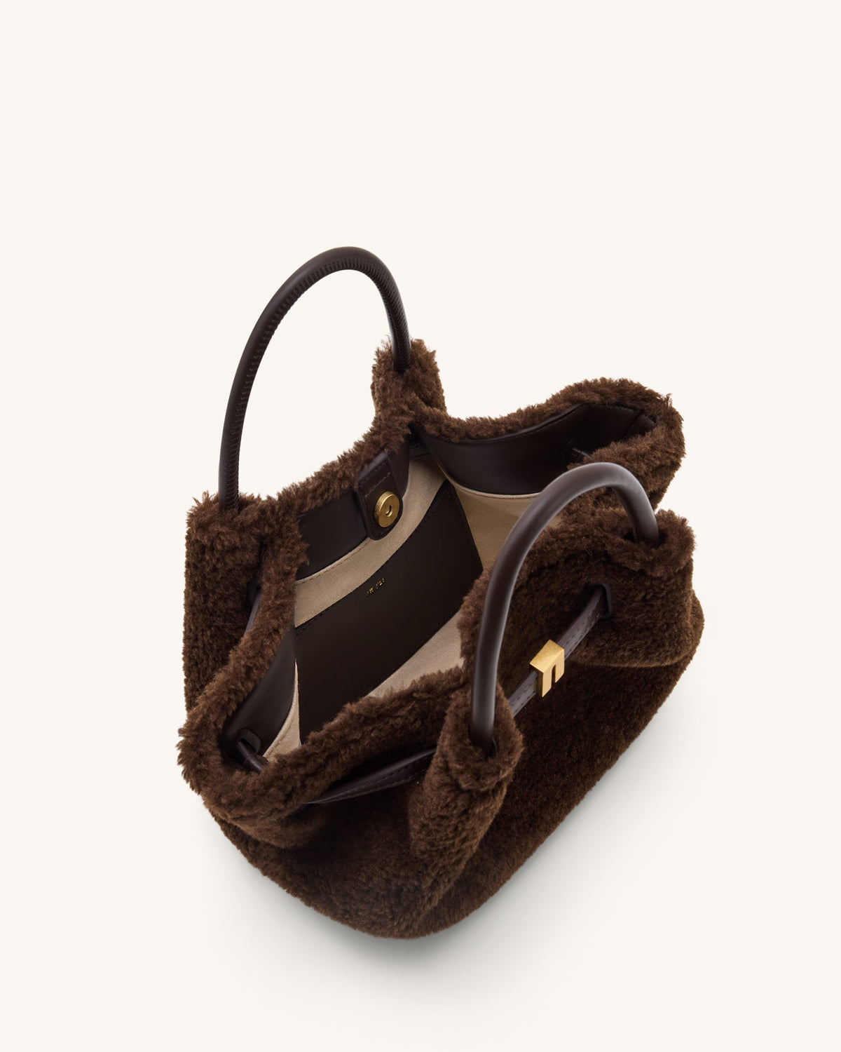 Hana Mini Faux Fur Tote Bag - Dark Brown | JW PEI