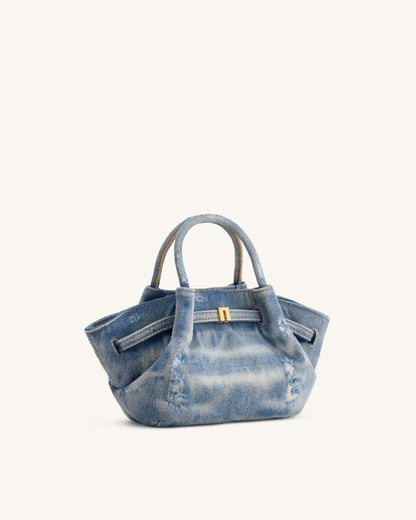 Hana Mini Denim Tote Bag - Blue | JW PEI