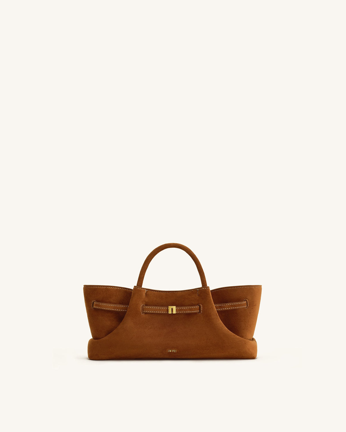 Maeve Dachshund Metal Charm Faux Suede Tote Bag - Brown | JW PEI