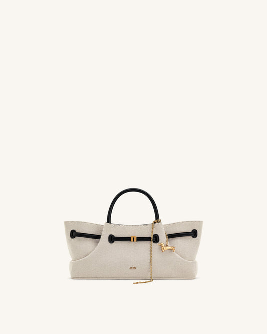 Maeve Dachshund Metal Charm Tote Bag - Black Canvasa | JW PEI