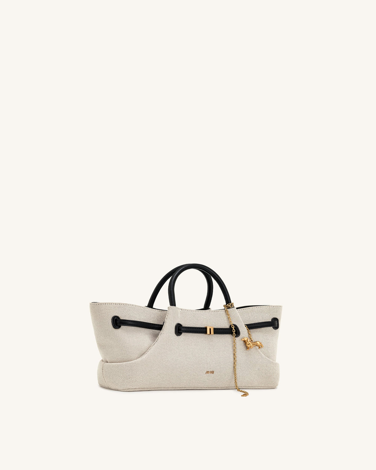 Maeve Dachshund Metal Charm Tote Bag - Black Canvasa | JW PEI