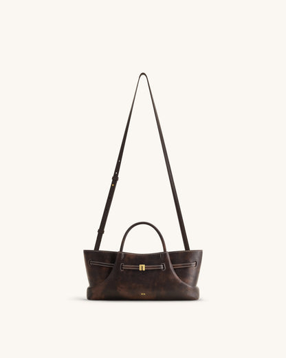 Maeve Dachshund Metal Charm Tote Bag - Deep Coffee | JW PEI