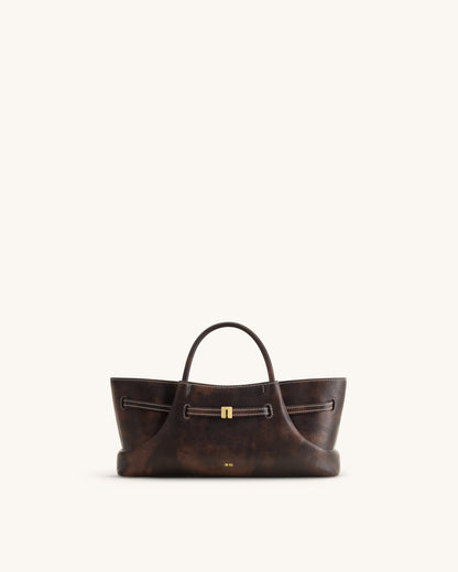Maeve Dachshund Metal Charm Tote Bag - Deep Coffee | JW PEI