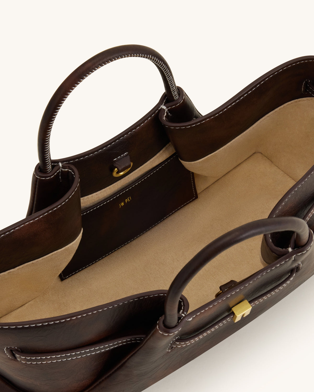 Maeve Dachshund Metal Charm Tote Bag - Deep Coffee | JW PEI
