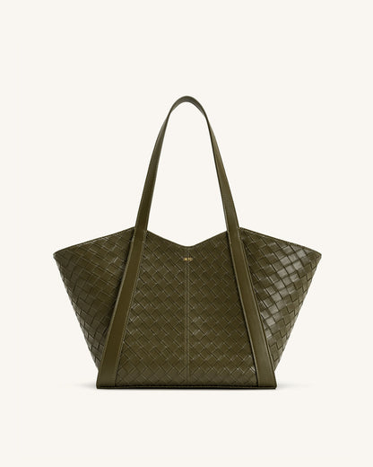 Kiana Large Capacity Weave Texture Tote Bag - Dark Olive | JW PEI