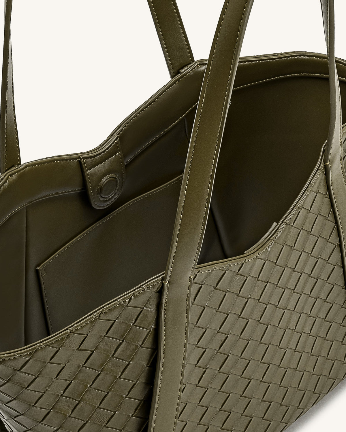 Kiana Large Capacity Weave Texture Tote Bag - Dark Olive | JW PEI