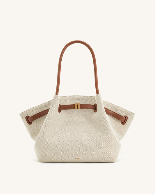 Hana Medium Tote Bag - Brown Canvas | JW PEI