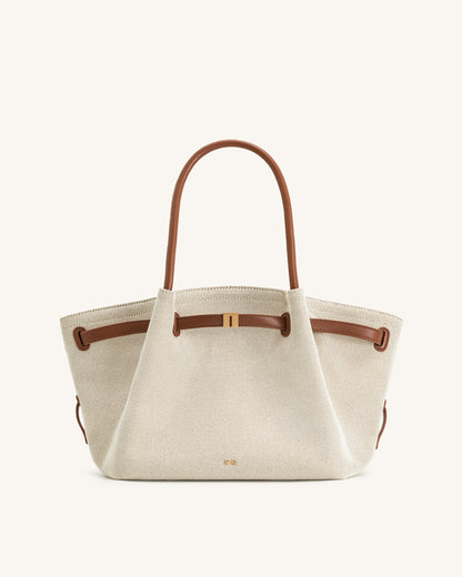 Hana Medium Tote Bag - Brown Canvas | JW PEI