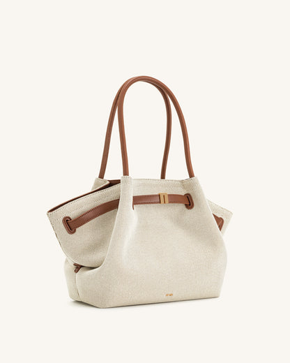 Hana Medium Tote Bag - Brown Canvas | JW PEI