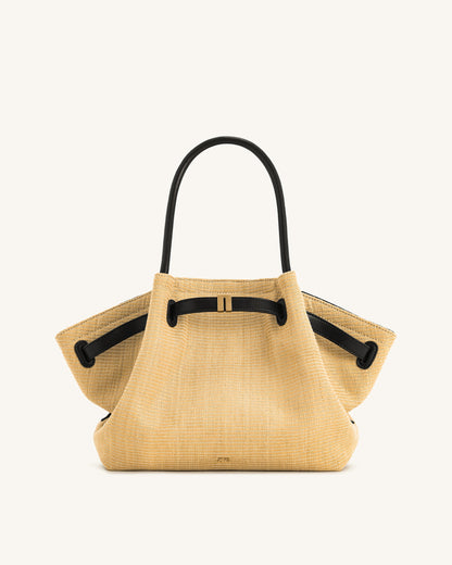 Hana Medium Faux Straw Tote Bag - Brown Straw | JW PEI