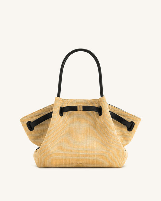 Hana Medium Faux Straw Tote Bag - Brown Straw | JW PEI