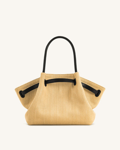 Hana Medium Faux Straw Tote Bag - Brown Straw | JW PEI
