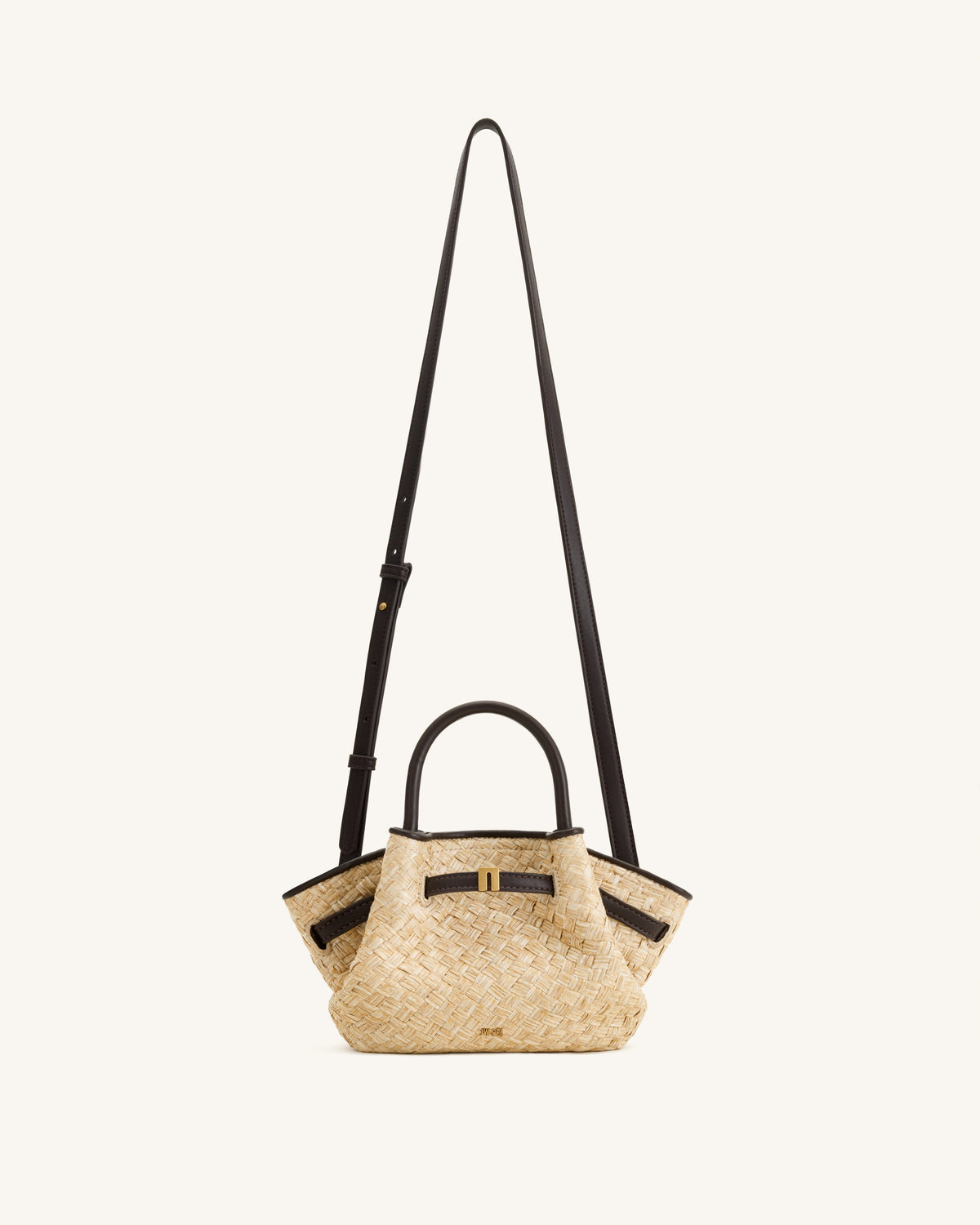 Hana Mini Faux Straw Tote Bag - Brown | JW PEI