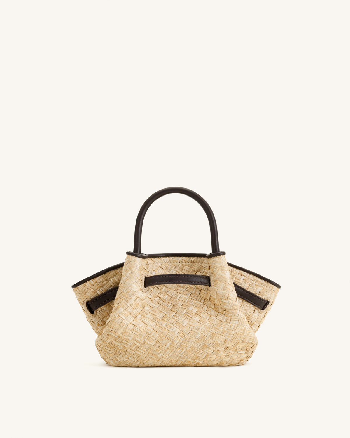 Hana Mini Faux Straw Beading Tote Bag - Brown | JW PEI
