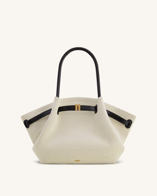 Hana Medium Tote Bag - Black Canvas | JW PEI