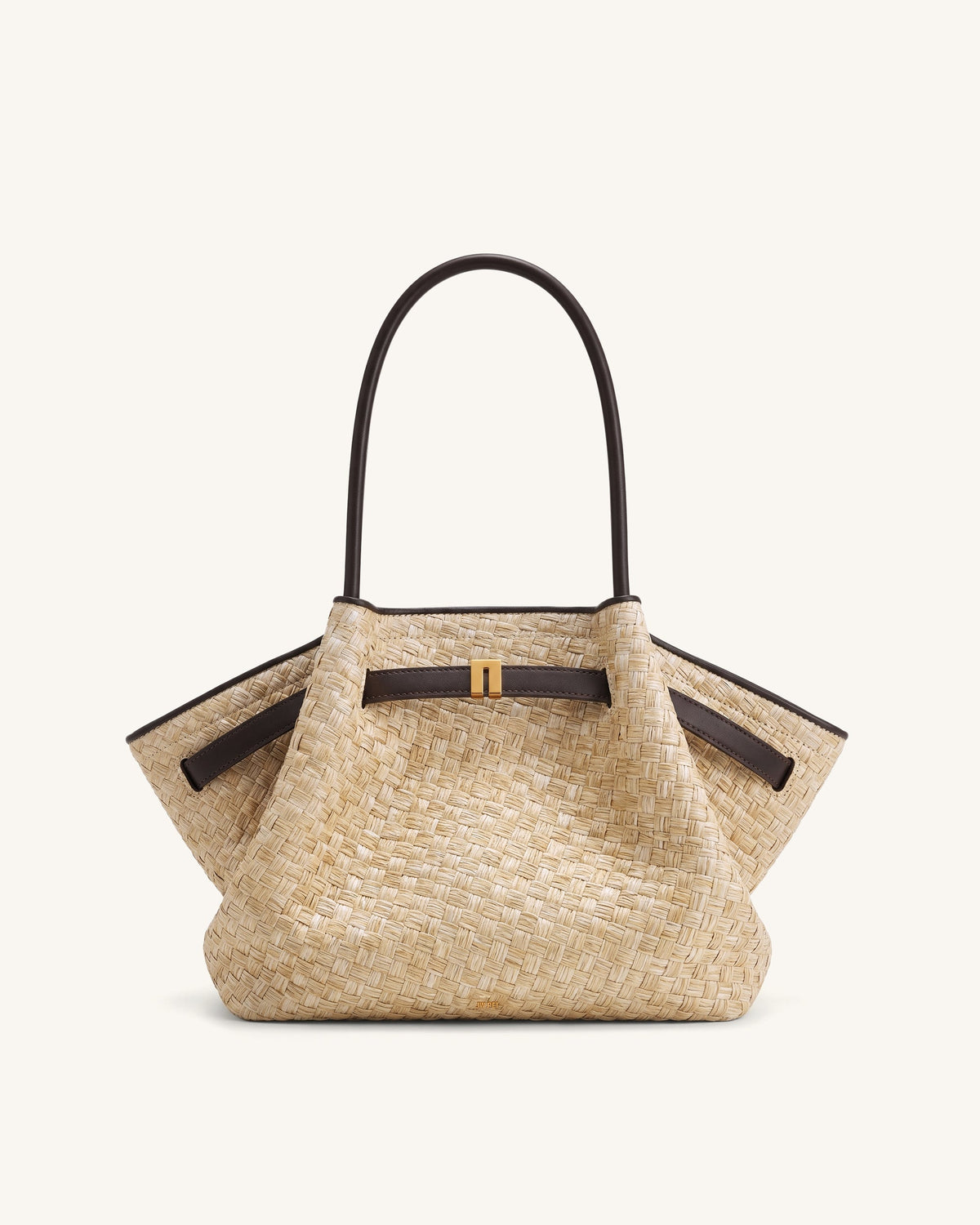 Hana Medium Faux Straw Tote Bag - Brown | JW PEI