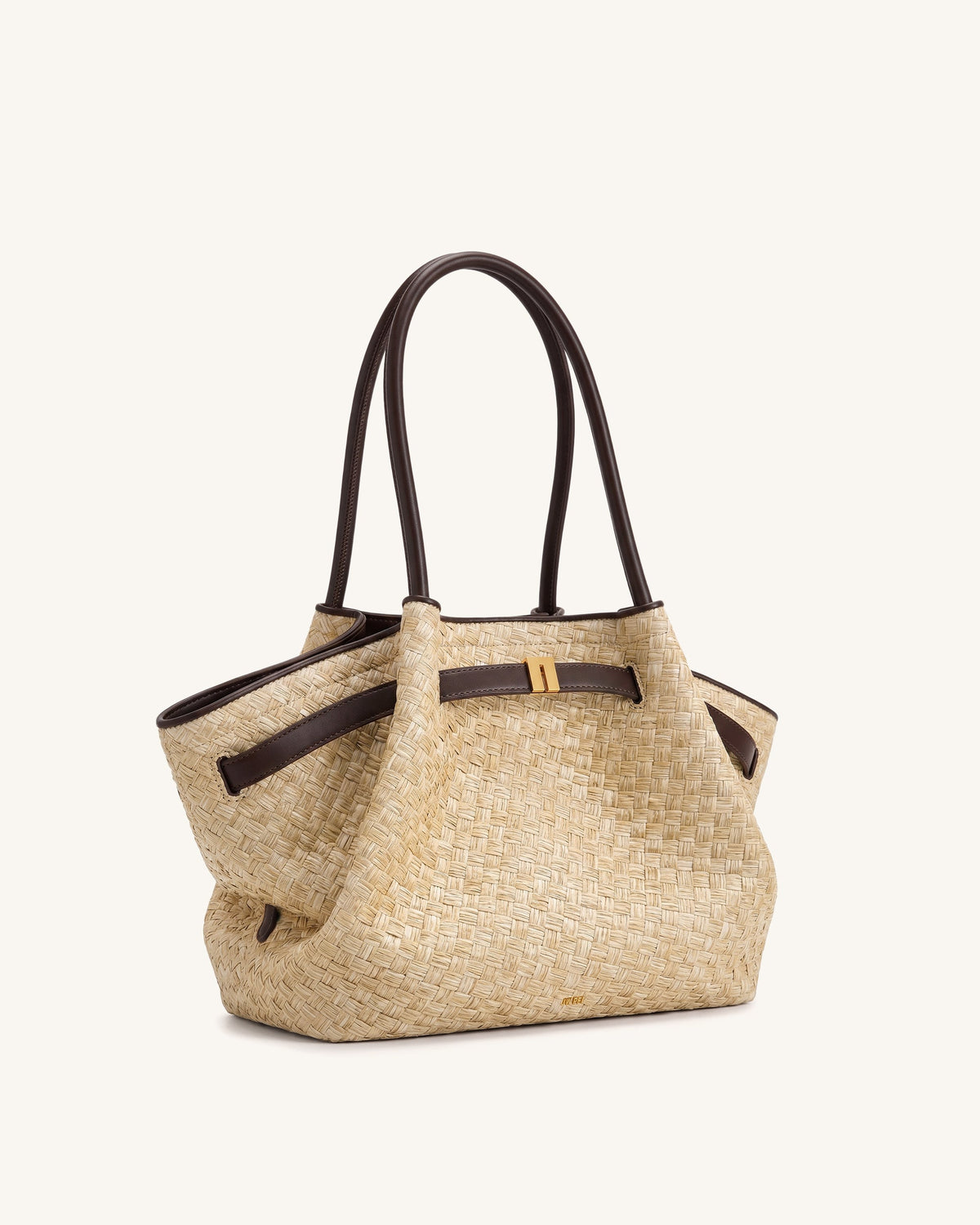 Hana Medium Faux Straw Tote Bag - Brown | JW PEI