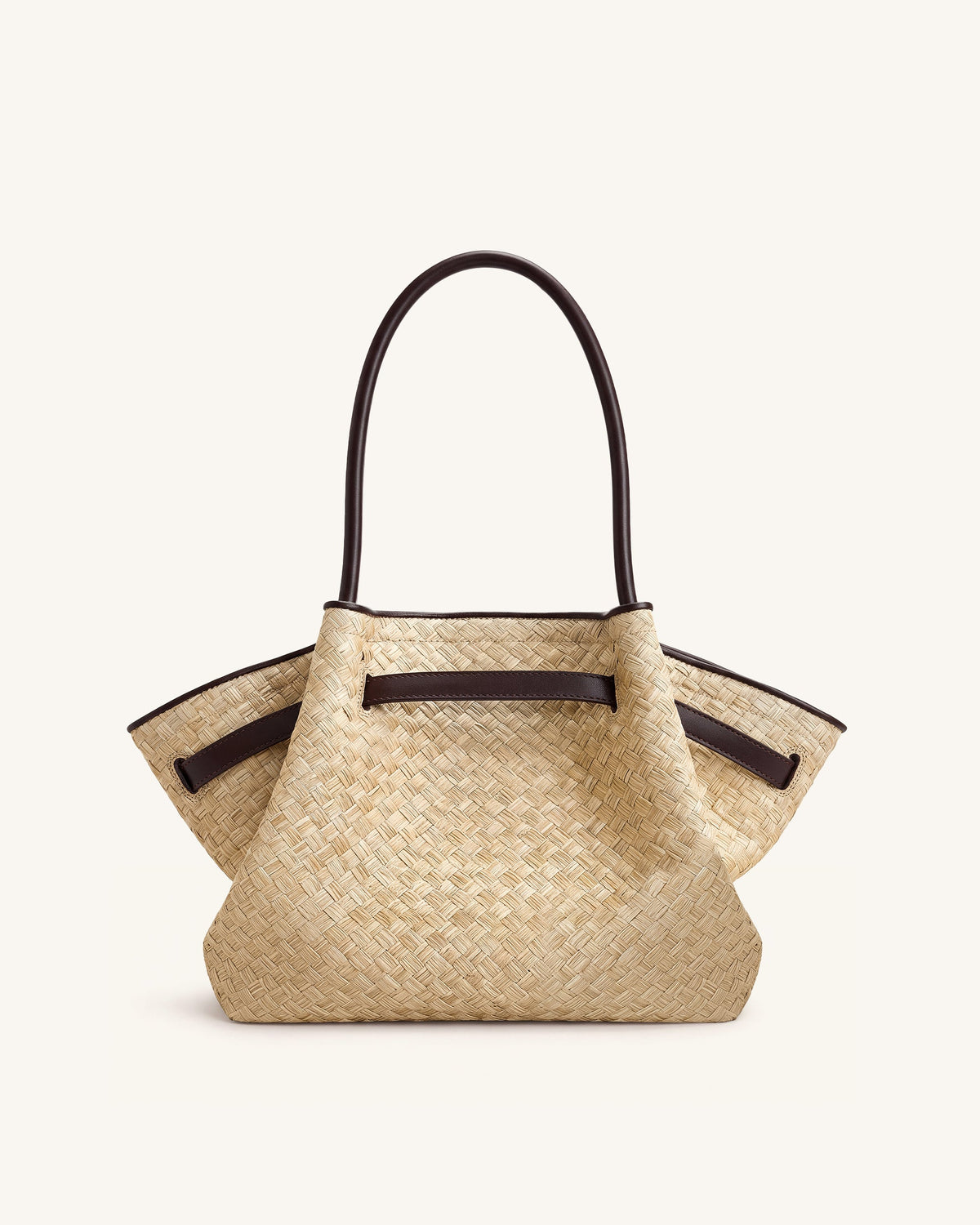Hana Medium Faux Straw Tote Bag - Brown | JW PEI