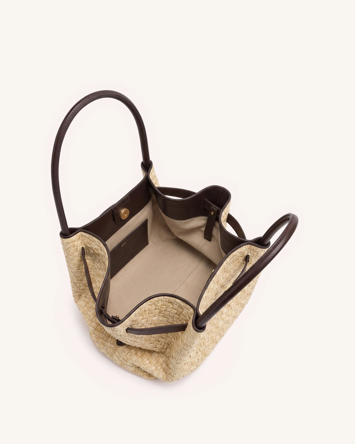 Hana Medium Faux Straw Tote Bag - Brown | JW PEI