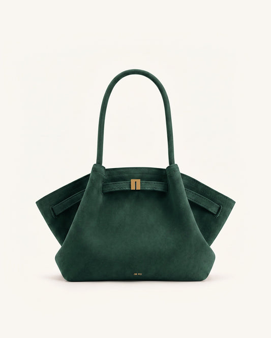 Hana Medium Faux Suede Tote Bag - Forest Green | JW PEI