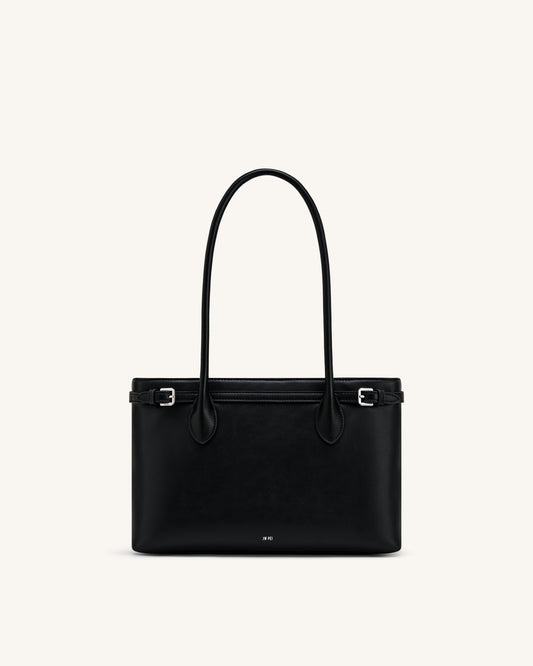Camille Buckle Strap Tote Bag - Black | JW PEI