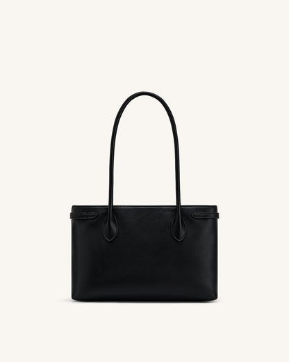 Camille Buckle Strap Tote Bag - Black | JW PEI