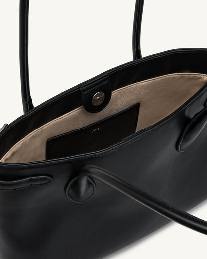 Camille Buckle Strap Tote Bag - Black | JW PEI