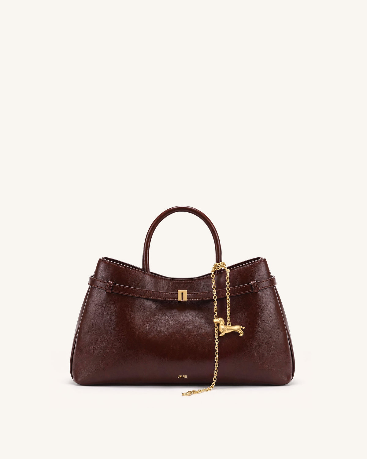 Maeve Dachshund Charm Satchel Tote Bag - Deep Burgundy | JW PEI