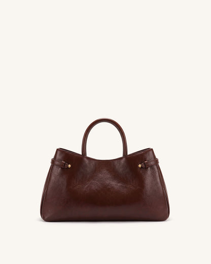 Maeve Dachshund Charm Satchel Tote Bag - Deep Burgundy | JW PEI