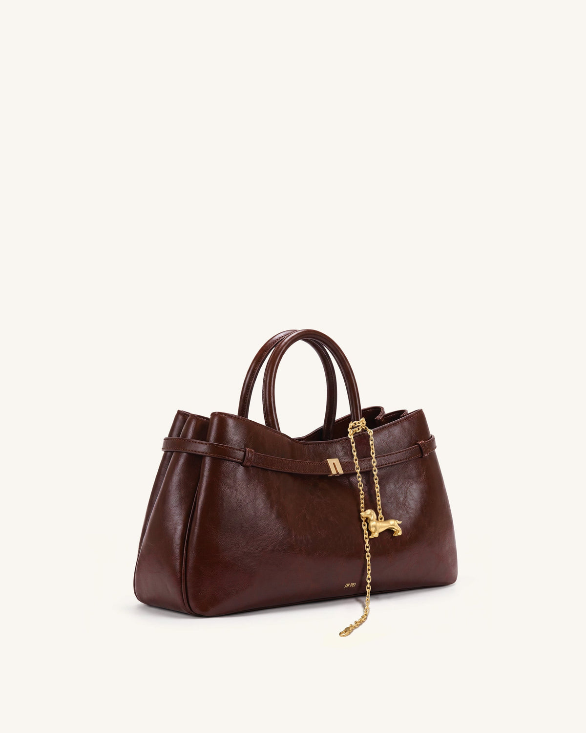 Maeve Dachshund Charm Satchel Tote Bag - Deep Burgundy | JW PEI