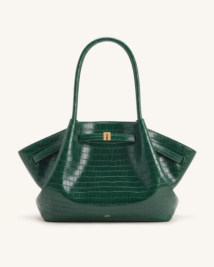 Hana Large Tote Bag - Green Croc | JW PEI