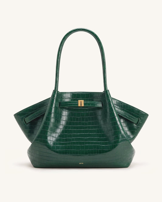 Hana Large Tote Bag - Green Croc | JW PEI