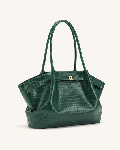 Hana Large Tote Bag - Green Croc | JW PEI