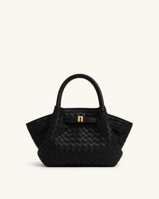 Hana Mini Weave Tote Bag - Black | JW PEI