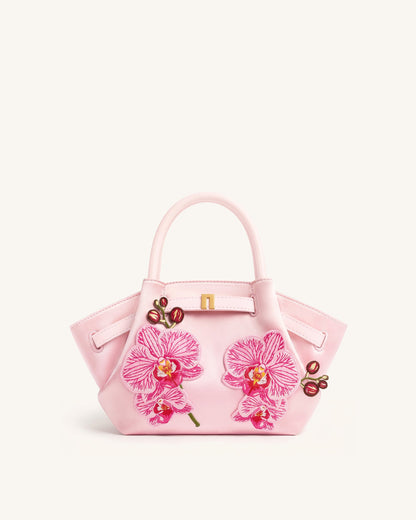 Hana Mini Phalaenopsis Orchid Embroidery Tote Bag - Pink | JW PEI