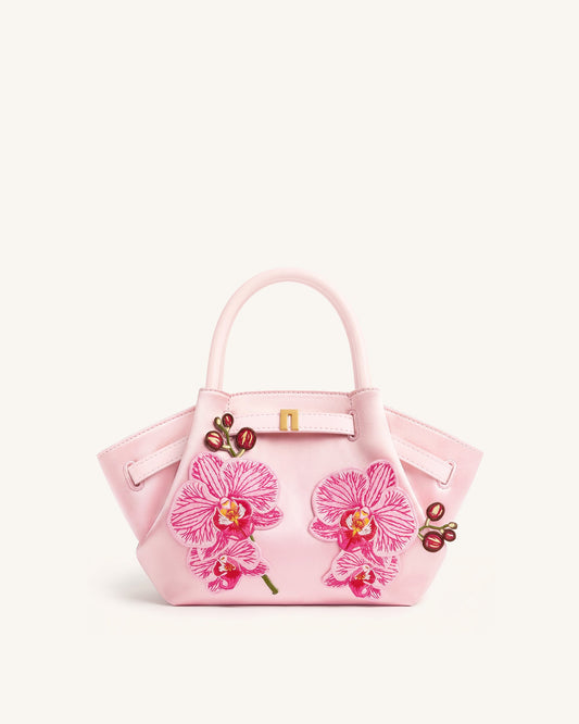 Hana Mini Phalaenopsis Orchid Embroidery Tote Bag - Pink | JW PEI