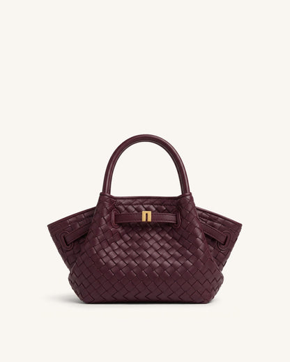 Hana Mini Woven Tote Bag - Dark Burgundy | JW PEI