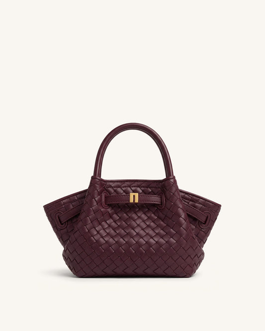 Hana Mini Woven Tote Bag - Dark Burgundy | JW PEI