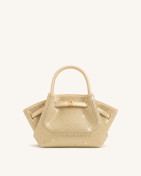Hana Mini Artificial Crystal Tote Bag - Champagne | JW PEI
