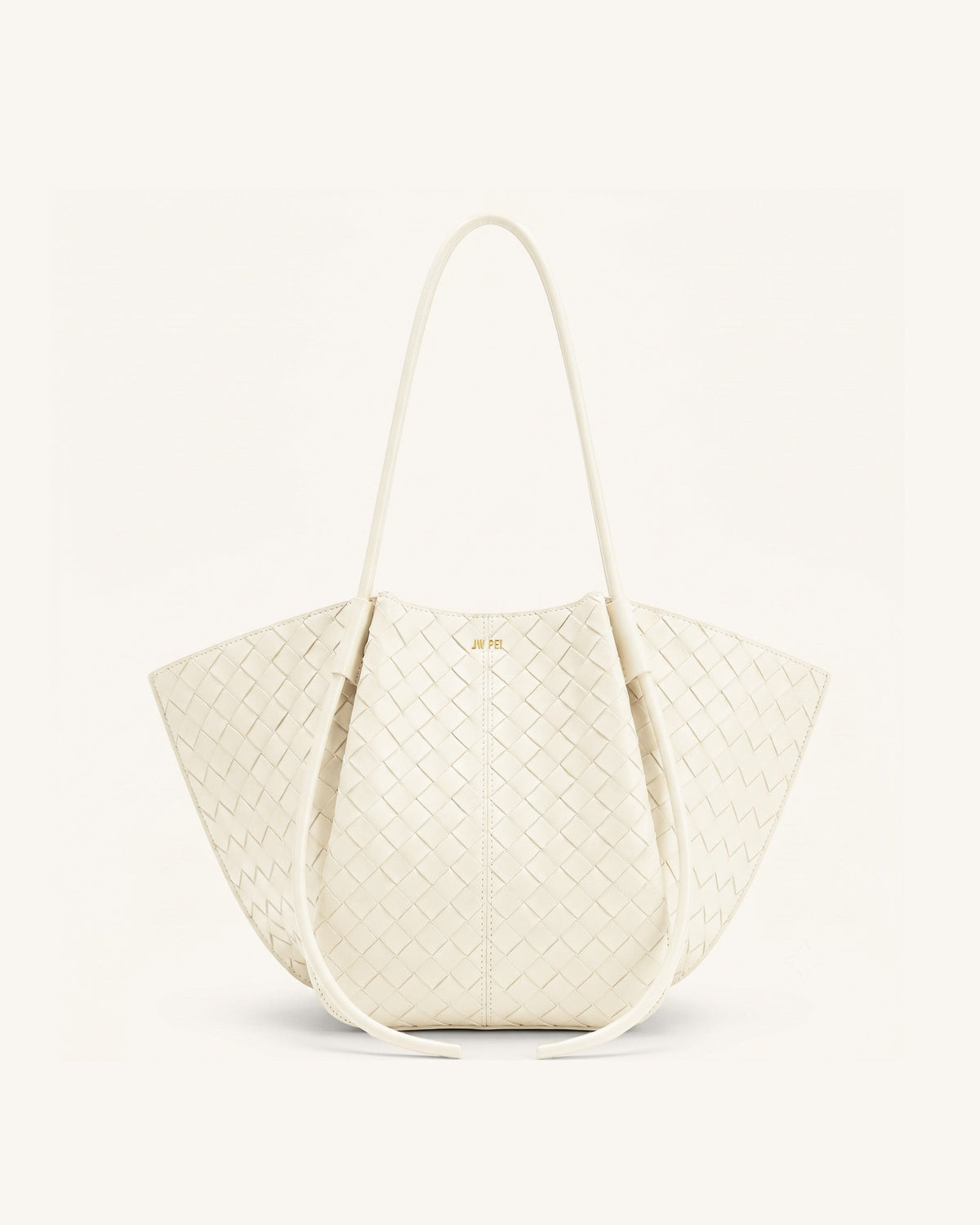 Nala Woven Texture Wide Tote Bag - Off-White | JW PEI