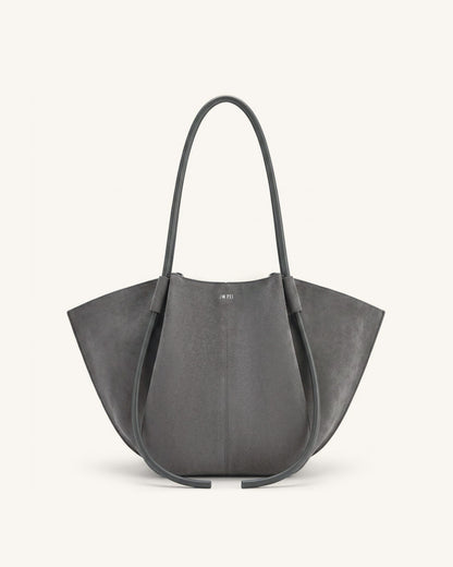 Nala Faux Suede Wide Tote Bag - Dark Gray | JW PEI