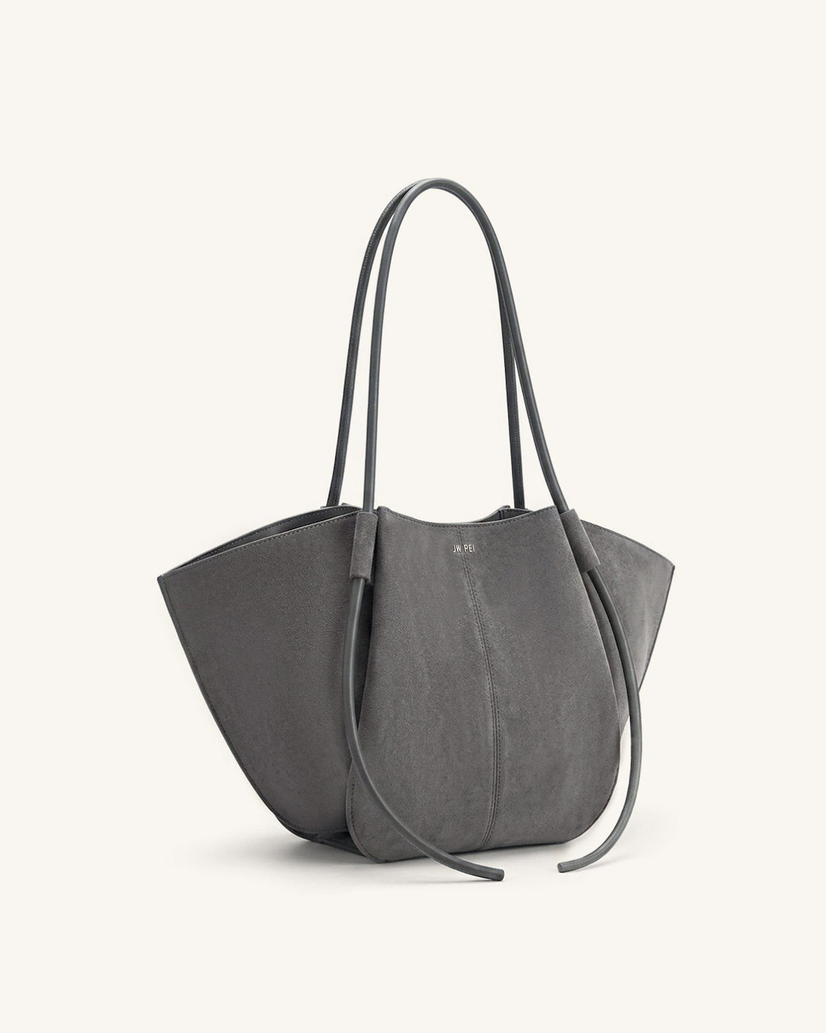 Nala Faux Suede Wide Tote Bag - Dark Gray | JW PEI