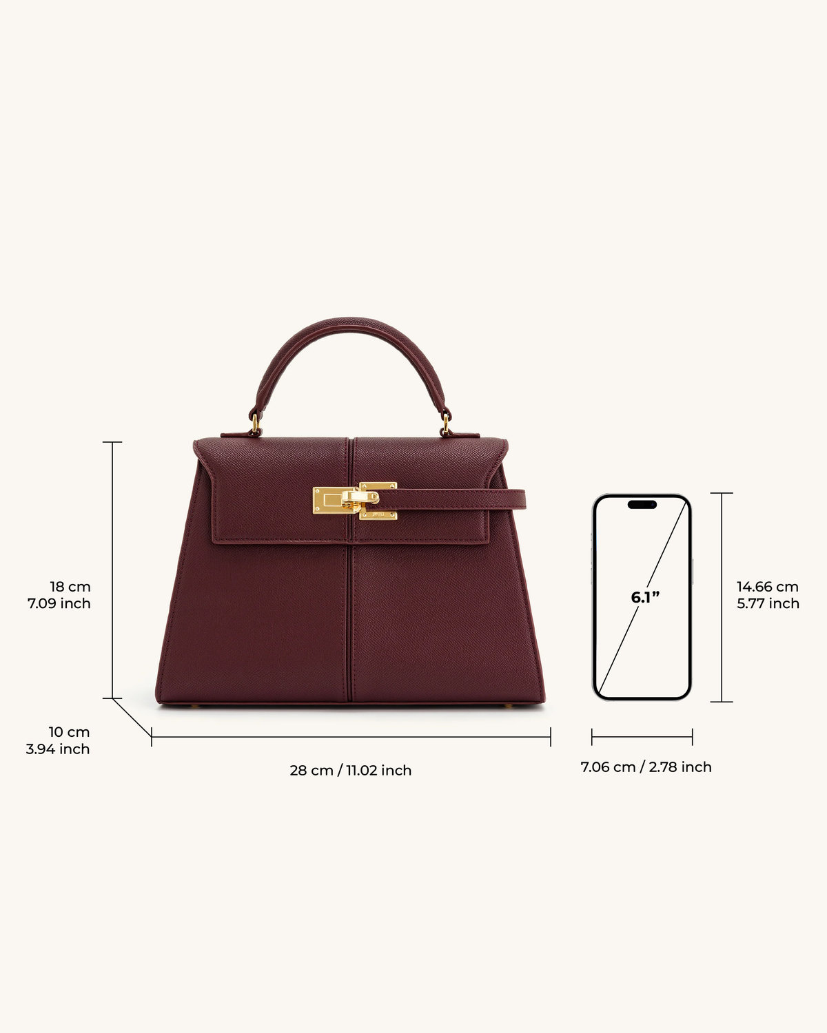 Elise Large Top Handle Bag - Claret | JW PEI