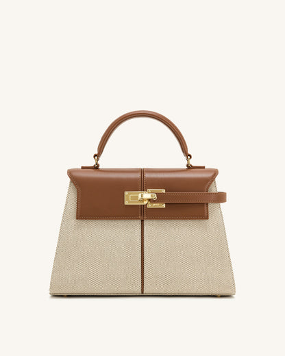 Elise Large Top Handle Bag - Brown Canvas | JW PEI