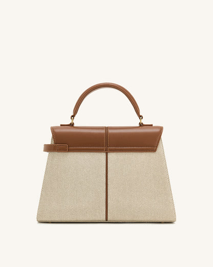 Elise Large Top Handle Bag - Brown Canvas | JW PEI