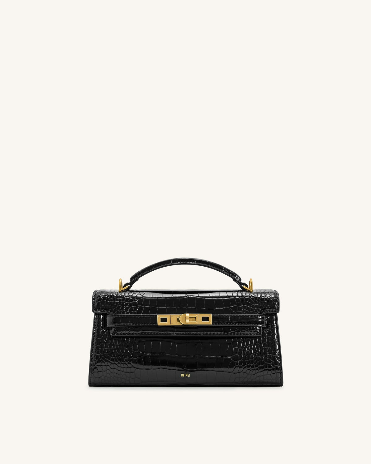 Noor Top Handle Bag - Black Croc | JW PEI