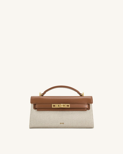 Noor Top Handle Bag - Brown Canvas | JW PEI