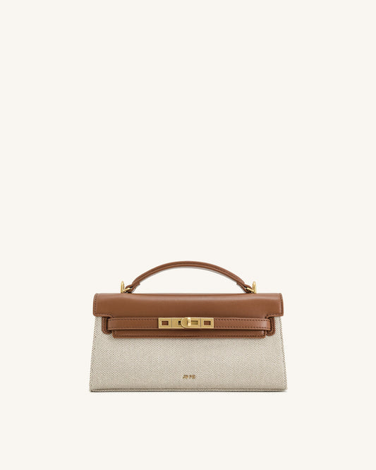 Noor Top Handle Bag - Brown Canvas | JW PEI