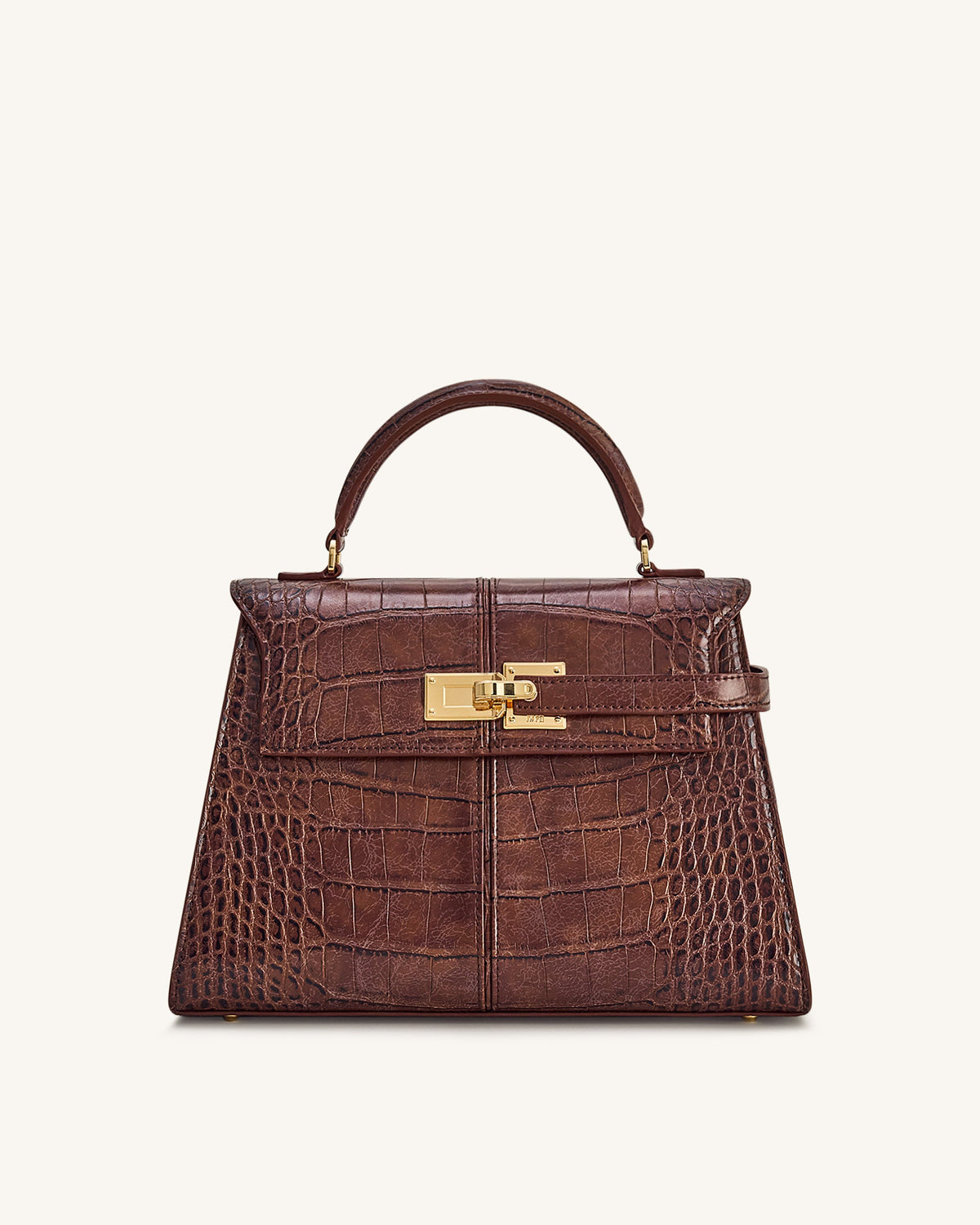 Elise Large Croc-Embossed Top Handle Bag - Chestnut Brown | JW PEI