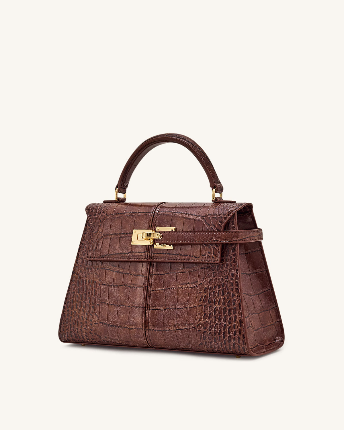 Elise Large Croc-Embossed Top Handle Bag - Chestnut Brown | JW PEI